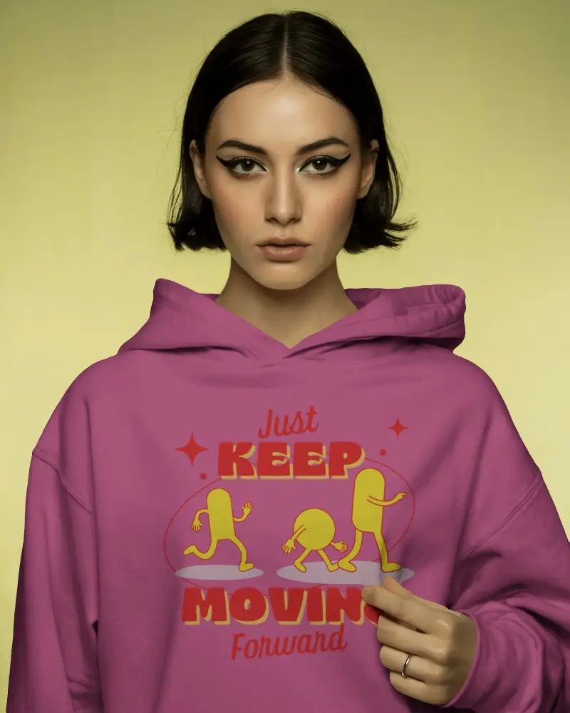 Elegant Hoodie Mockup Female Model With Bold Eyeliner And Hoodie Focus