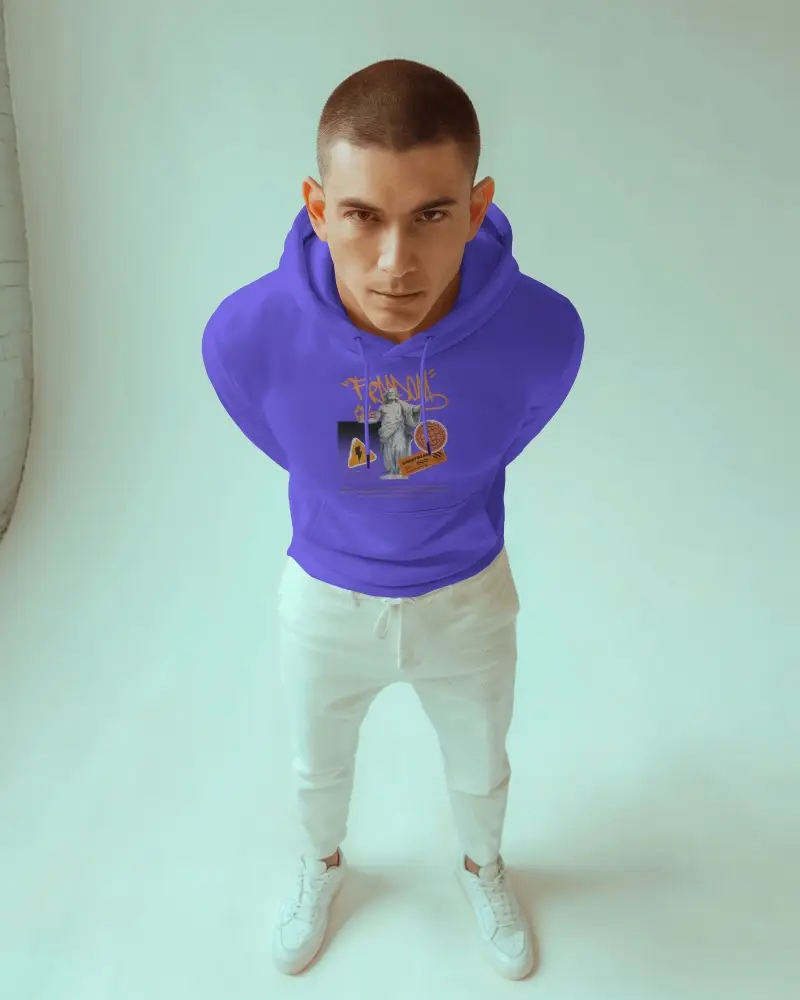 Creative Angle Hoodie Mockup Male Model Posed Against Clean Modern Background