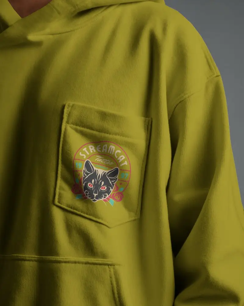 Close Up White Hoodie Mockup Pocket Print Detail On Soft Fleece Fabric Minimal Lighting And Clean Modern Focus