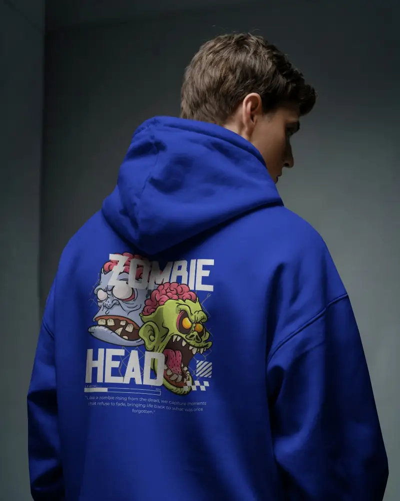 Back View Hoodie Mockup Male Model Turned Sideways Grey Studio Lighting Your Design Here Print