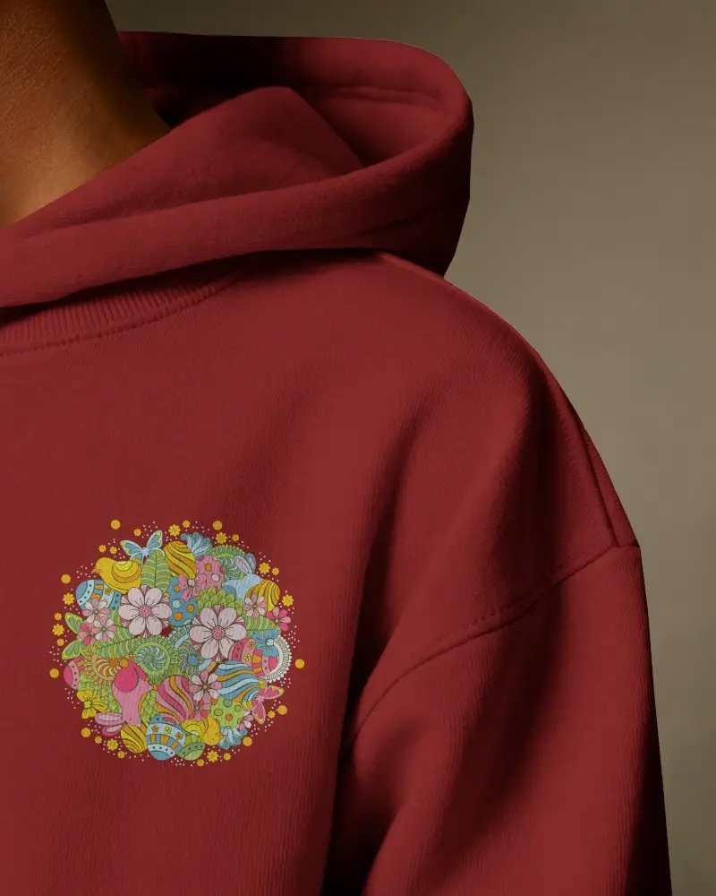 Close Up White Hoodie Mockup Design On Left Chest Area Neutral Background Soft Lighting