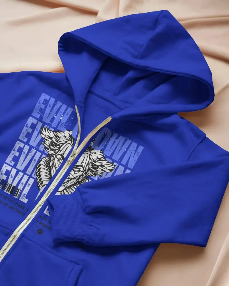 Flatlay Zip Up White Hoodie Mockup Soft Peach Fabric Background Cozy Minimalist Style