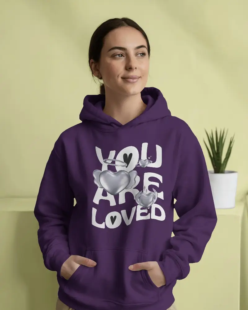 Stylish Blank Hoodie Mockup Female Model In Comfortable Pose Modern Aesthetic