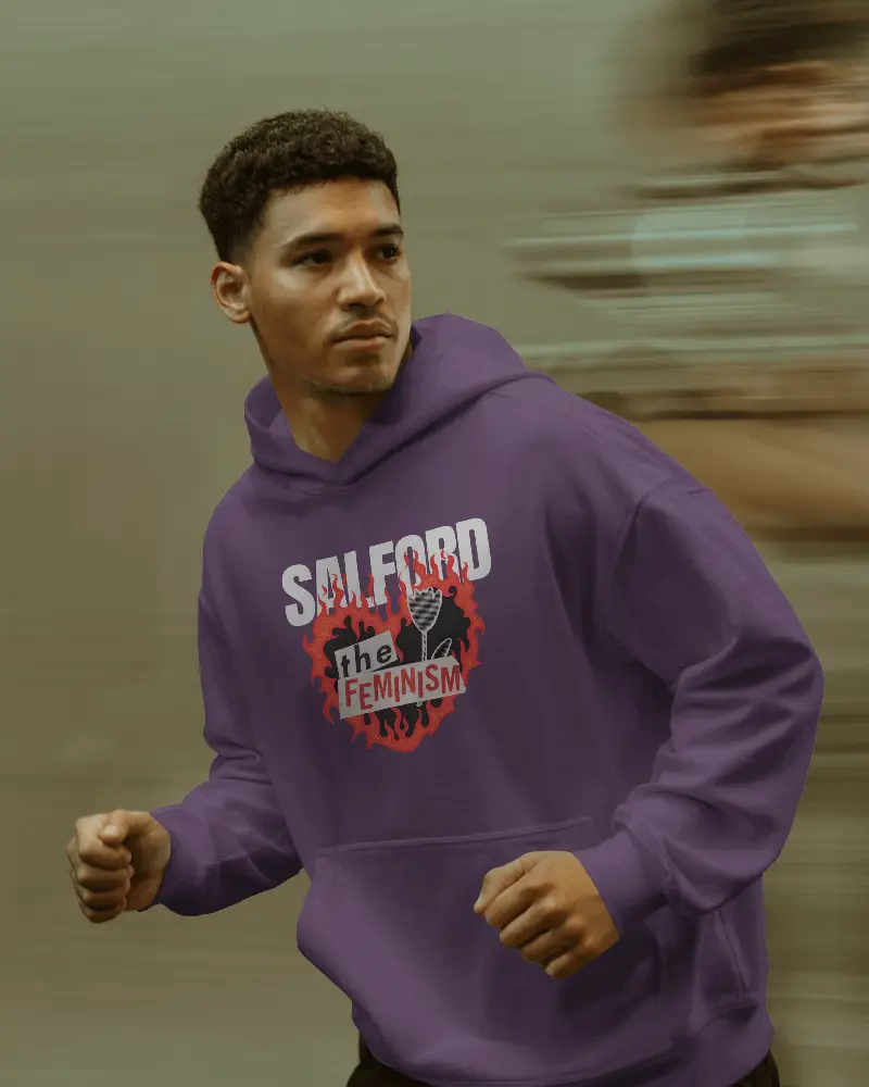 Athletic Man Wearing White Hoodie Mockup In Motion Outdoor Scene