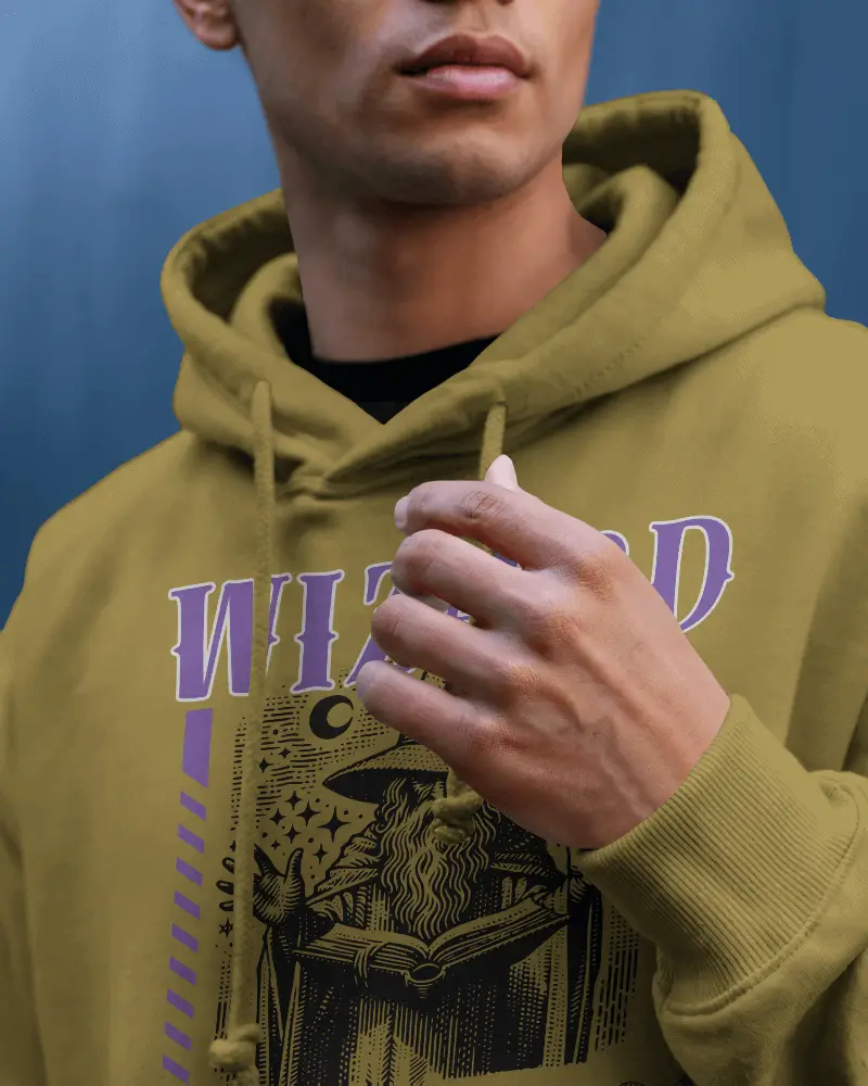 Cropped Male Hoodie Mockup Closeup Of Hand Holding Drawstring