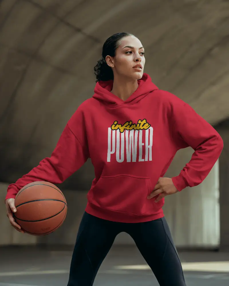 Athletic Hoodie Mockup Woman Posing With Ball In Urban Training Zone