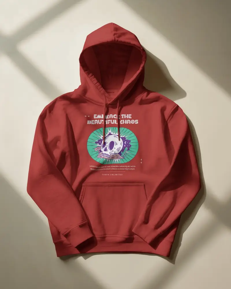 Neutral Toned Hoodie Mockup Casual Streetwear Layout Flat Lay Style On Warm Background With Sunbeam Shadow