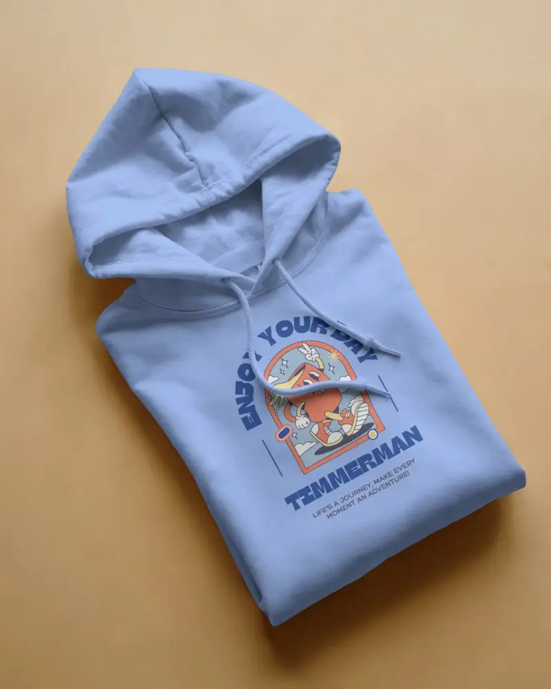 Stylish Flatlay Hoodie Mockup Folded Hoodie On Beige Background Subtle Light And Shadow Effects