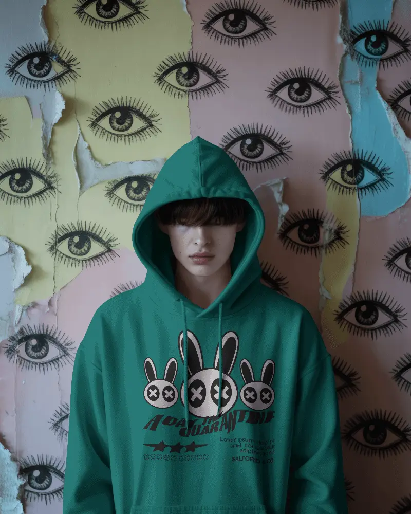Abstract Expression Hoodie Mockup Wall Of Eyes Pop Pastel Style