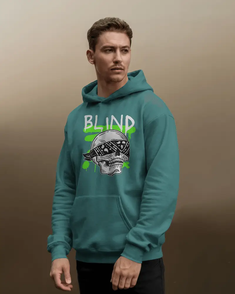 Clean Minimalist Hoodie Mockup White Pullover On Man Posing Against Smooth Warm Toned Gradient Wall