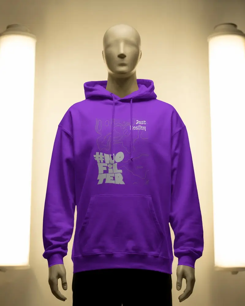 Front Facing Hoodie Mockup Minimalist Mannequin Under Dual Softbox Lights In Studio