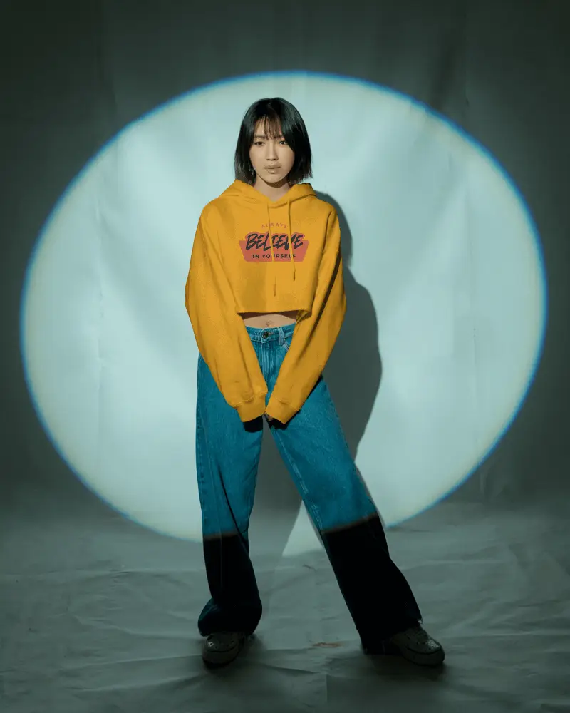 Trendy Cropped Hoodie With Relaxed Fit And Drawstring Hood For Casual Streetwear Style