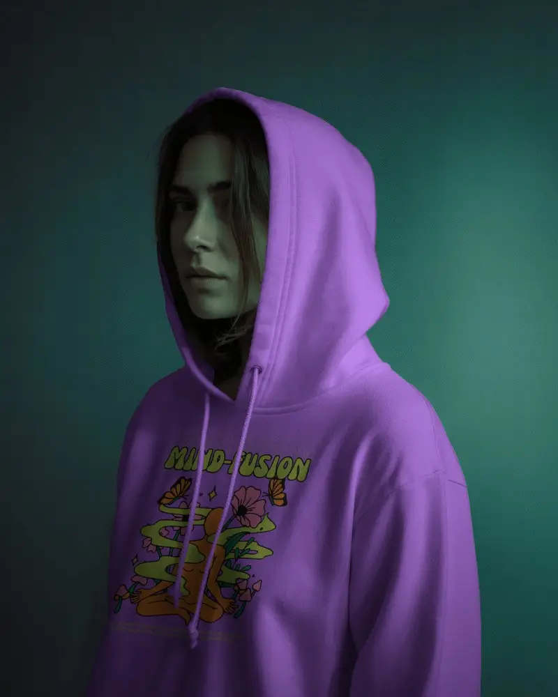 Stylish Womens Hoodie Mockup With Hood Up Minimalist Modern Casual Wear