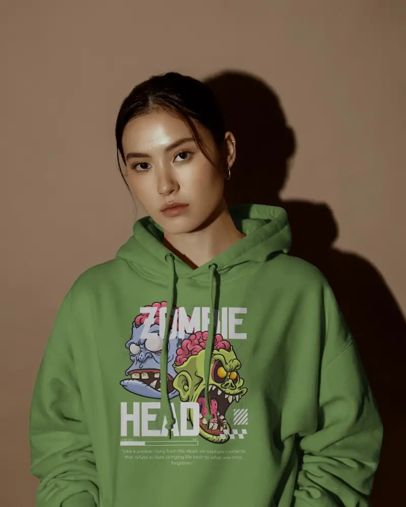 Cozy Casual Female Model Hoodie Mockup With Drawstrings For Streetwear And Everyday Wear