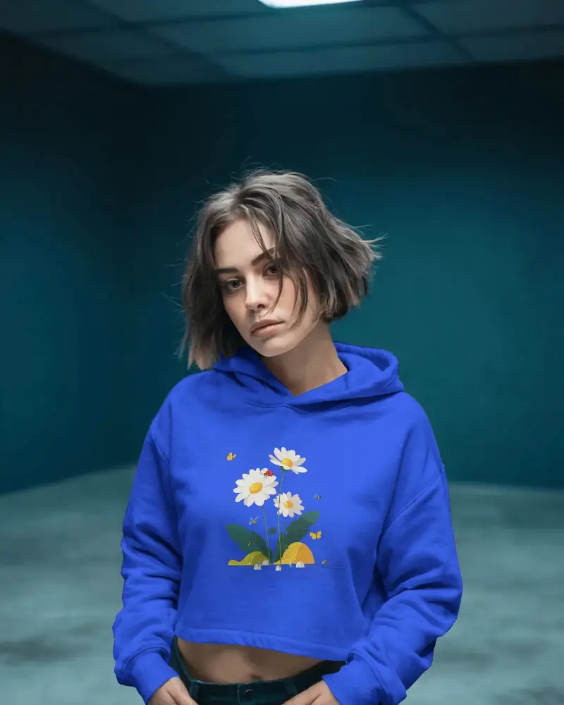 Stylish Midriff Baring Hoodie Mockup Made With Soft Fabric For Modern Urban Fashion Looks