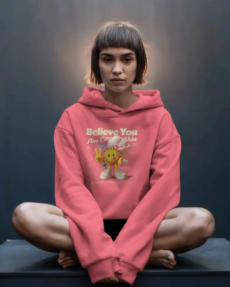 Soft Fabric Oversized Hoodie Mockup For Women Relaxed Fit Streetwear Basic Everyday Outfit