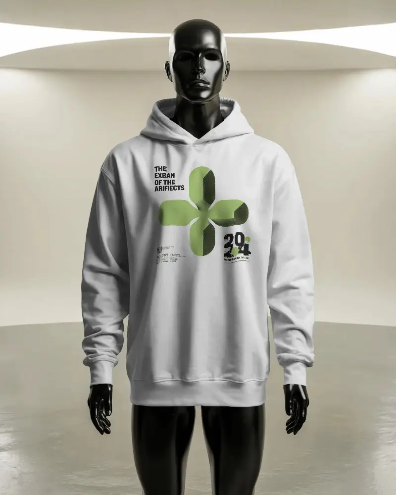 Blank Hoodie Mockup For Custom Designs Front View With Hood And Long Sleeves 