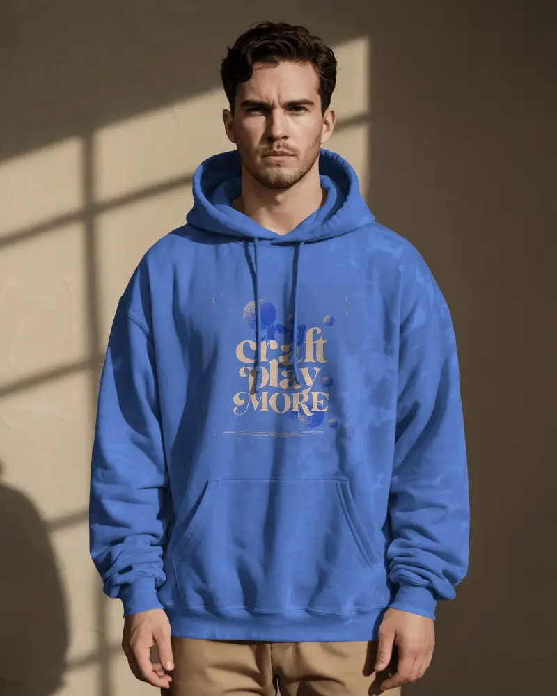 Premium Casual Hoodie Mockup For Men With Drawstring Hood And Front Pouch Pocket