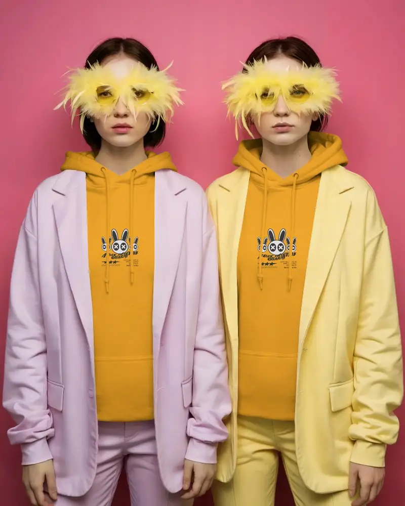 Stylish Gray Hoodie Mockup Worn With Modern Suit Fashionable Urban Outfit Presentation