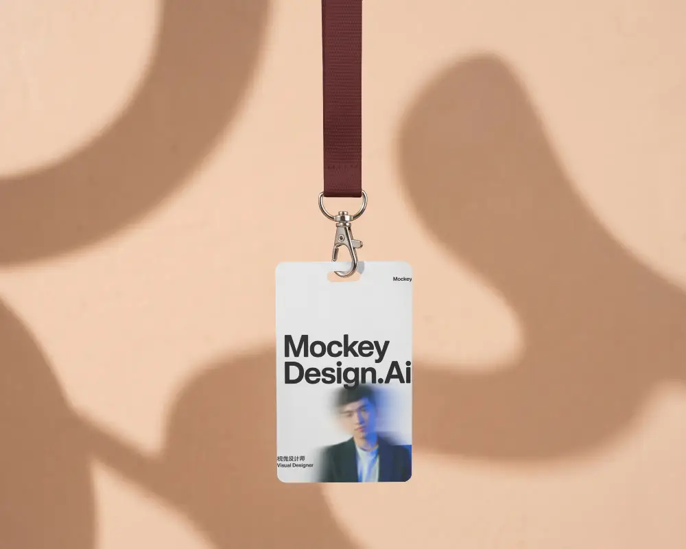 Vertical Id Card Mockup Showing Lanyard Clip And Clear Background Space