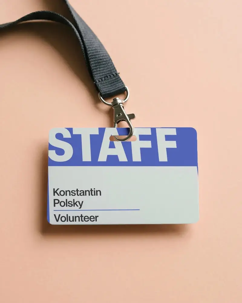 Blank Id Card Mockup With Lanyard For Employee Badge And Professional Identification Template