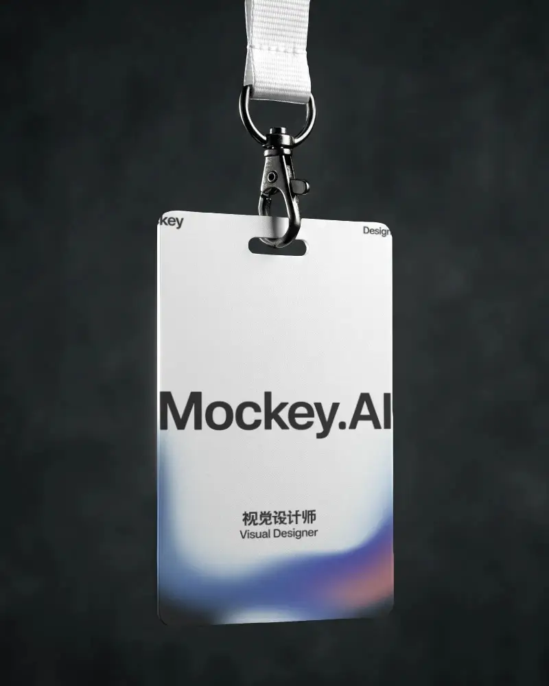 Blank Ide Card Mockup With Lanyard For Employee Identification And Access Control