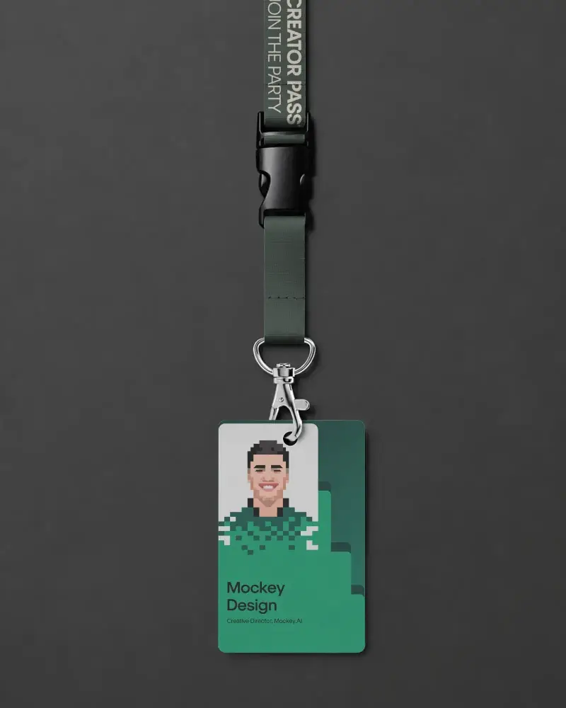 Professional Id Card Mockup With Lanyard Perfect For Employee Or Event Badge Presentation
