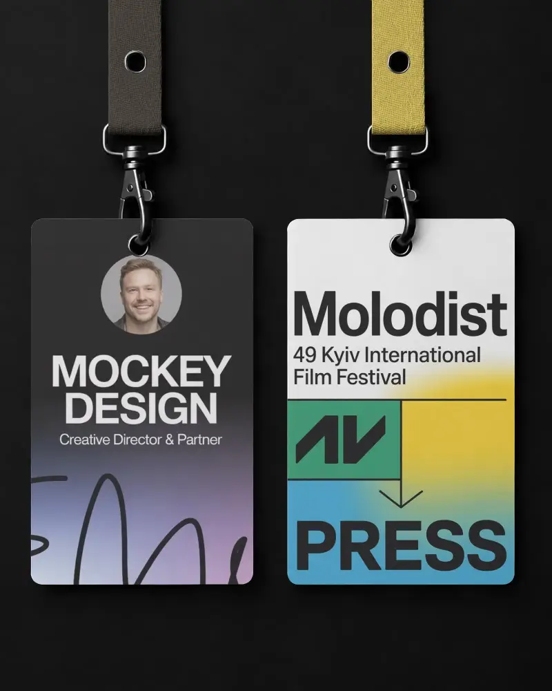 Blank Vertical Id Card Mockup With Lanyard For Custom Branding And Creative Design Presentations