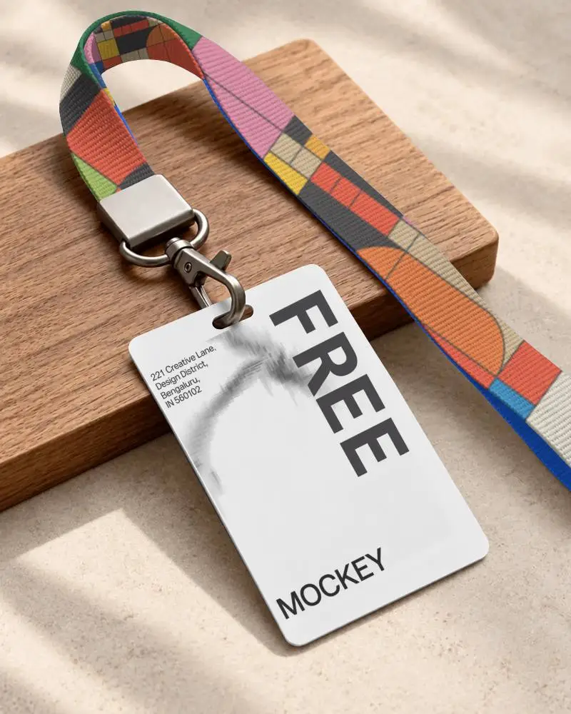 Blank Lanyard Id Card Mockup For Corporate Events And Employee Badge Presentation Design