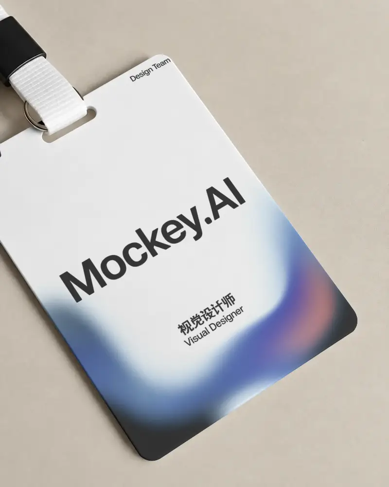 Professional Id Card Mockup With Lanyard Design Presented On Clean Backdrop