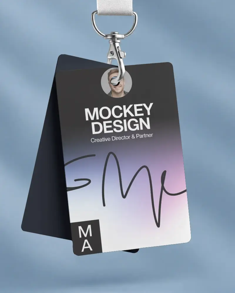 Blank Id Card Mockup With Lanyard For Creative Business Event Badge Design Presentation