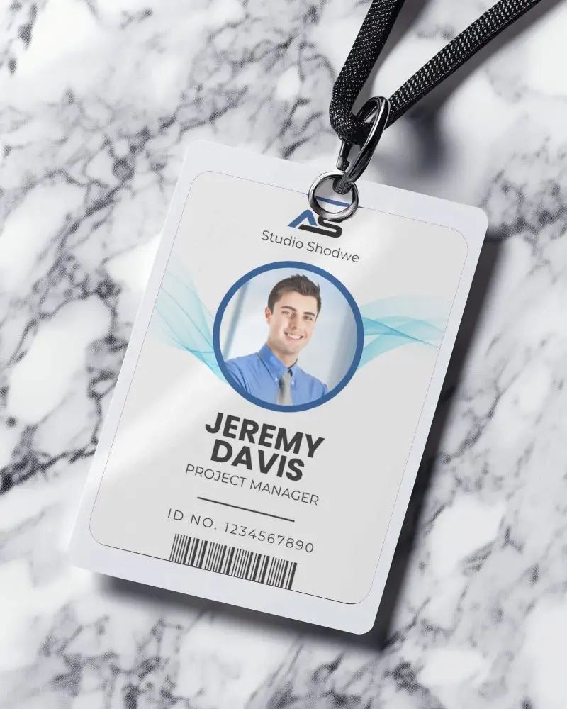 Elegant Business Id Card White And Black Badge For Corporate Events