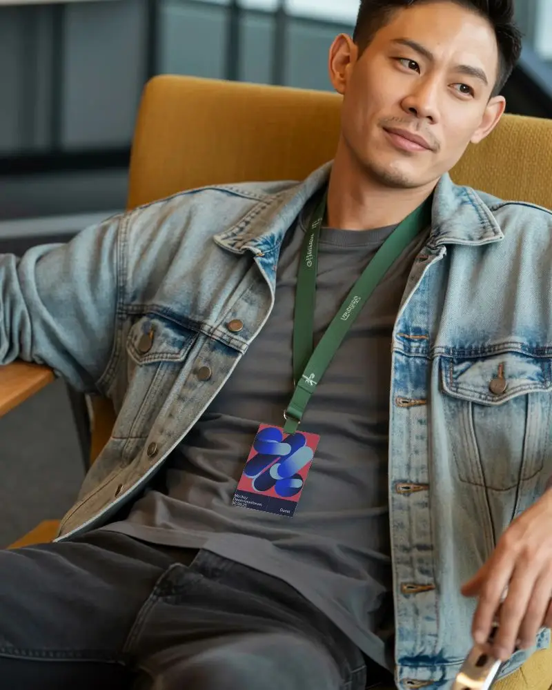 Modern Id Card Mockup With Lanyard For Professional Office Badge Display And Presentation