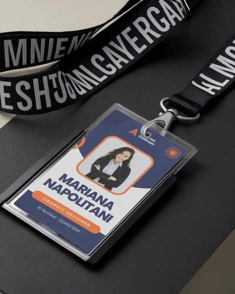 Realistic Id Card Mockup With Detachable Lanyard Professional Minimalist Design For Office And Events