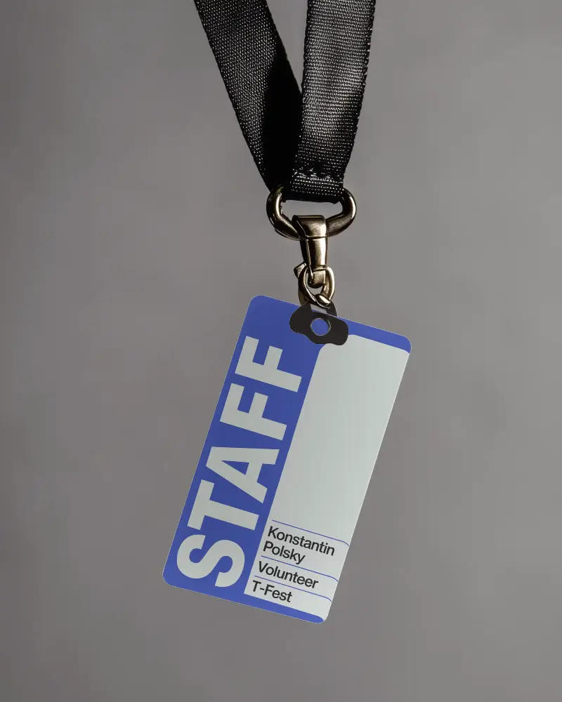 Sleek Company Id Mockup Professional Employee Name Tag Floating Against Blurred Background Elegant Branding