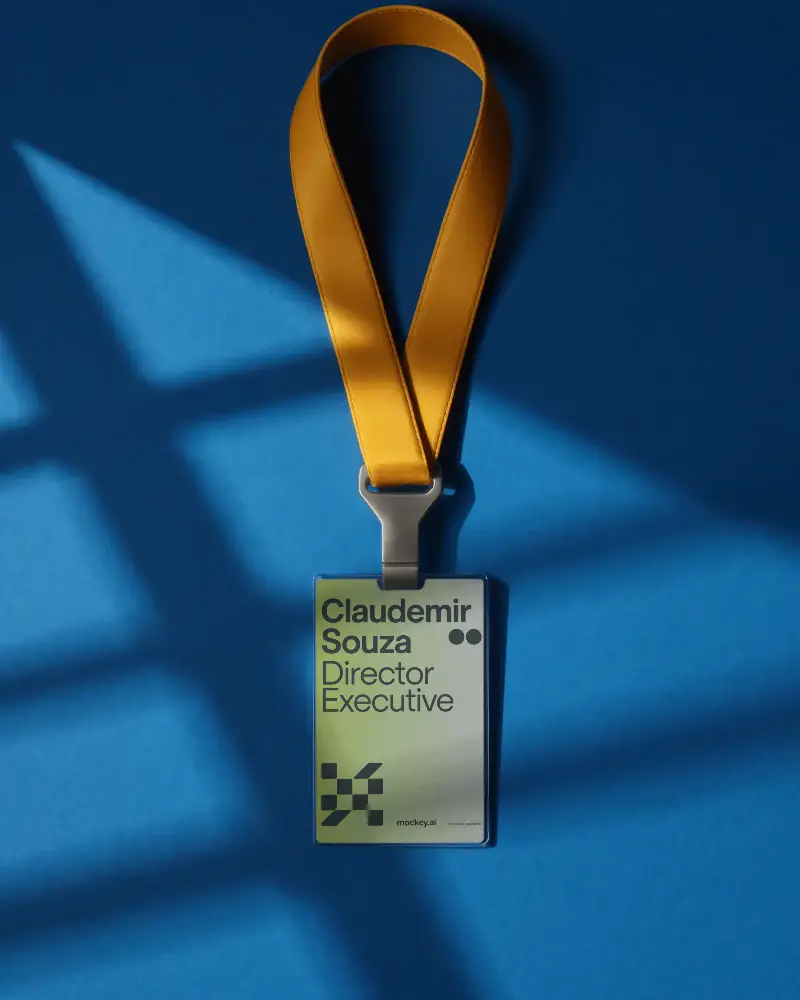 Professional Id Card Mockup With Detachable Lanyard For Corporate Badge Design Showcase