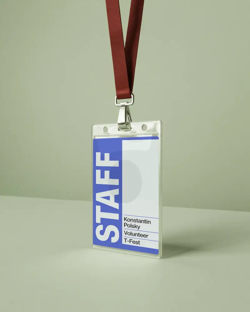 Professional Id Badge Mockup With Lanyard For Workplace Security And Employee Identification