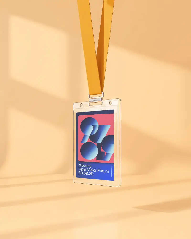 Sleek Horizontal Id Badge Mockup With Adjustable Neck Lanyard For Security And Events