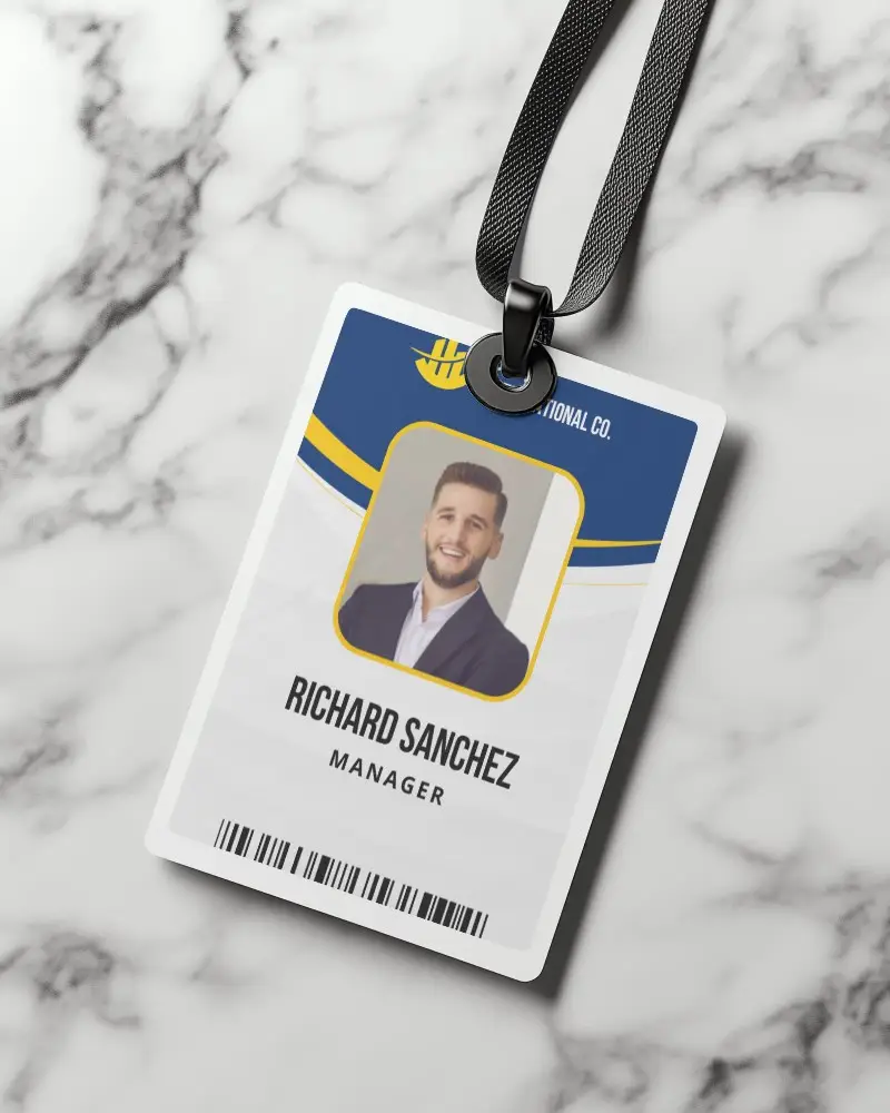 Stylish Corporate Id Card Mockup Minimalist Badge With Sophisticated Black Lanyard