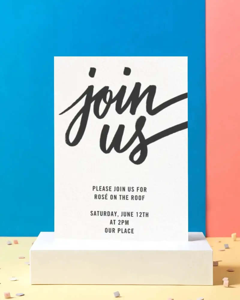 Blank Invitation Card Mockup On Simple Color Block Background Stylish Clean Presentation