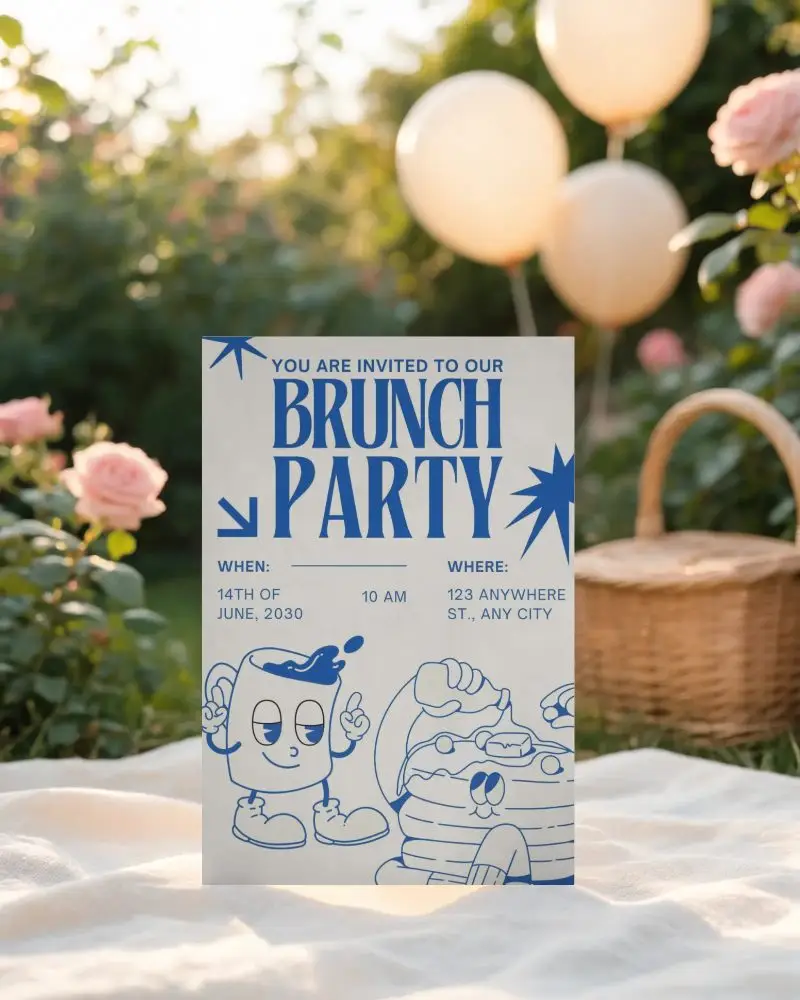 Outdoor Picnic Invitation Card Mockup With Blank Space For Custom Details