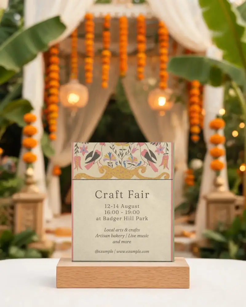 Elegant Wedding Invitation Card Mockup With Traditional Ceremony Background For Event Promotion