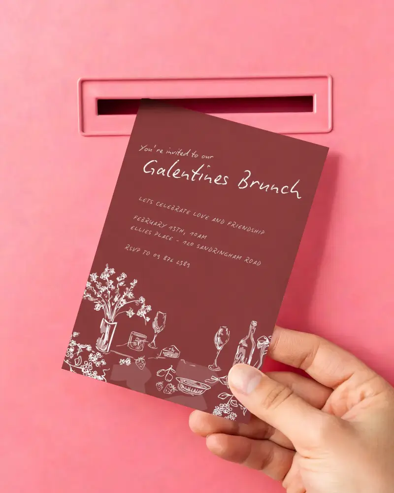 Hand Inserting Blank Invitation Card Mockup Into Mailbox Slot For Special Event Or Occasion