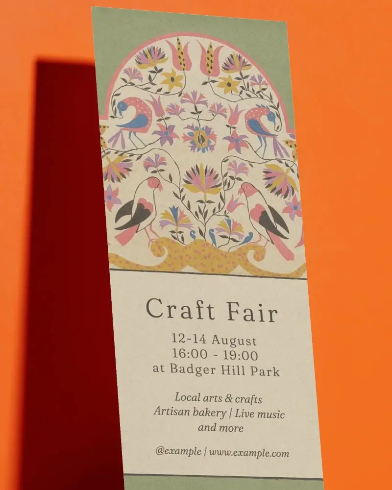 Vertical Invitation Card Mockup With Natural Shadow On Solid Background Design Template
