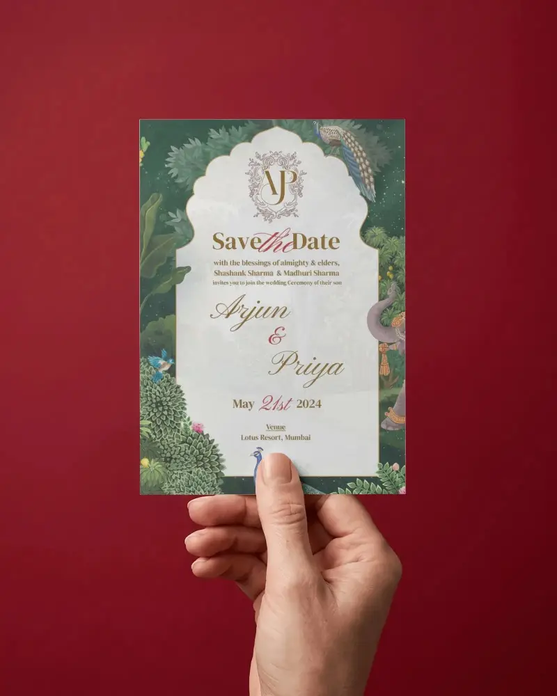 Person Hand Presenting Invitation Card Template Mockup For Event Invites