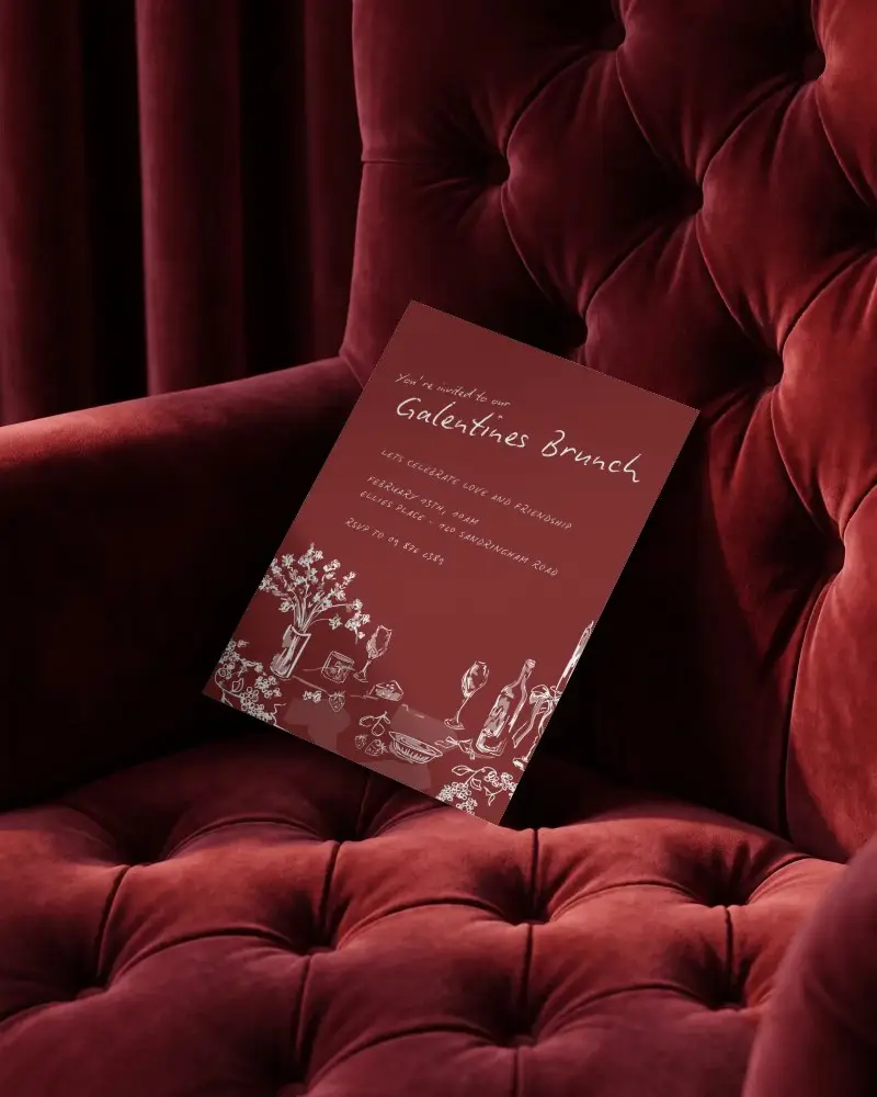 Luxury Invitation Card Mockup On Plush Upholstered Chair Presenting Elegant Event Invites