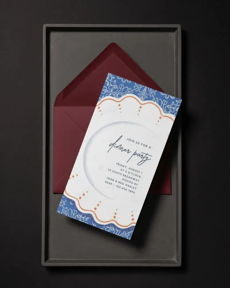 Elegant Invitation Card Mockup With Opened Envelope On Minimalist Background For Event Invites