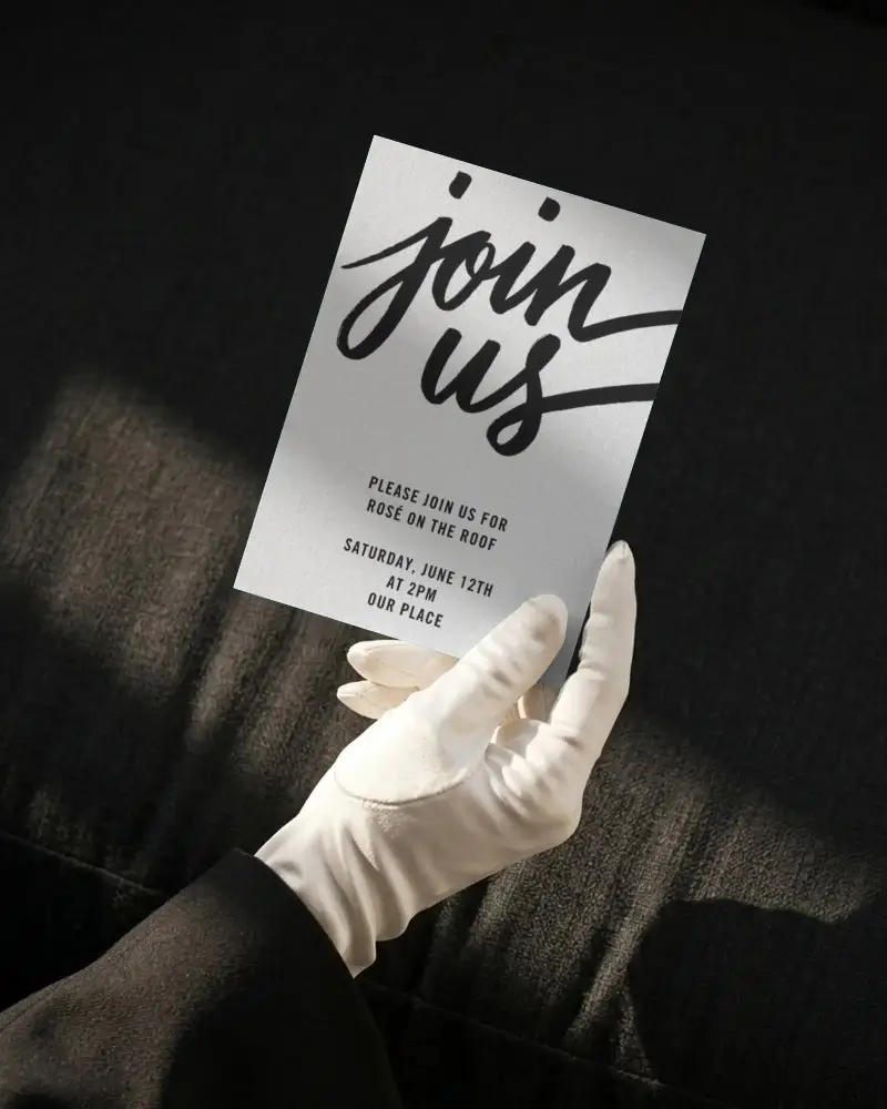 Elegant Hand Holding Minimalist Invitation Card Mockup For Luxury Event Promotion