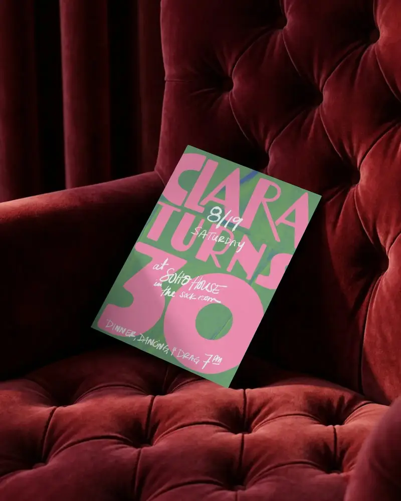 Luxury Invitation Card Mockup On Soft Upholstered Chair For Premium Event Promotion
