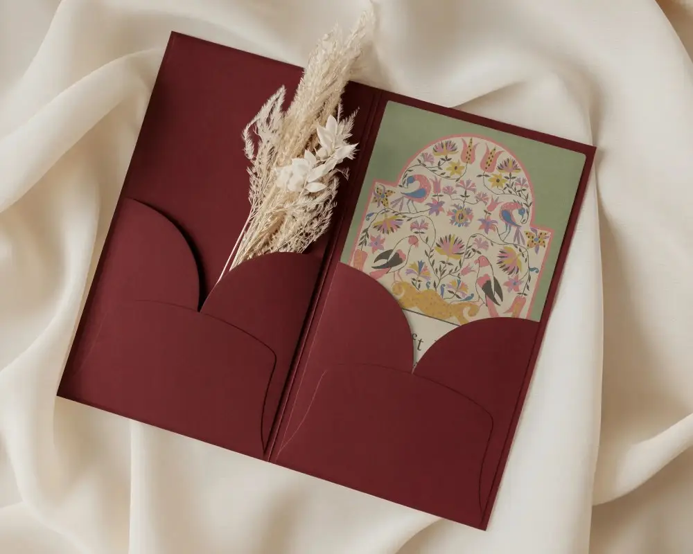 Elegant Pocketfold Invitation Card Mockup For Wedding And Formal Event Illustration